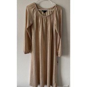 LulaRoe Elegant Eve Champagne Pink Metallic Sparkle Shift Midi Dress XS